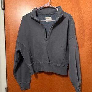 Abercrombie & Fitch Gray Quarter-Zip Fleece Pullover
